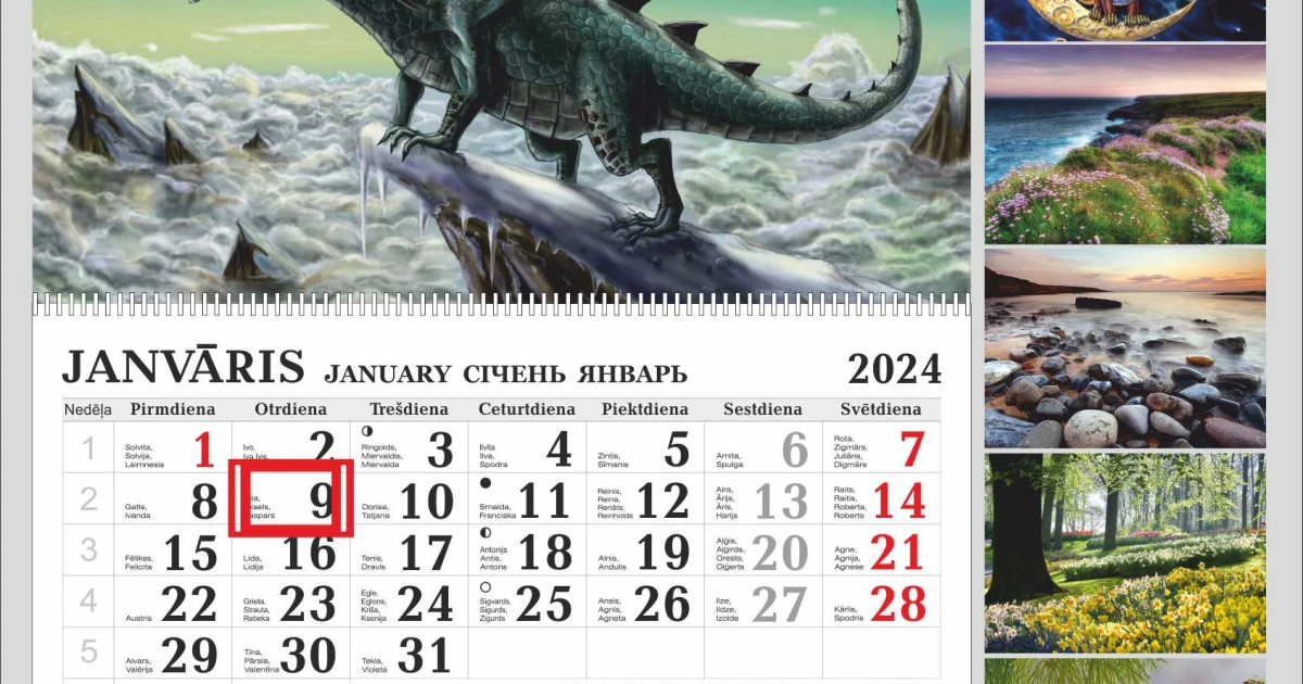 Kalendārs 2025. ar vienu bildi ( viena spirāle)