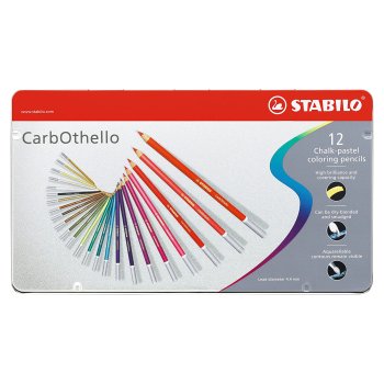 Krīta-pasteļ zīmuļi STABILO CarbOthello | 12 krāsas metāla kastītē