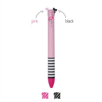 Pildspalva, divkrāsu rozā, melna, Flamingo