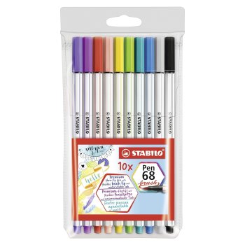Flomasters-ota komplekts STABILO Pen 68 brush iepakojumā 10 krāsas