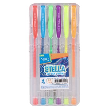 Pildspalvu komplekts gēla , neona, 0,9mm, 6 krāsas