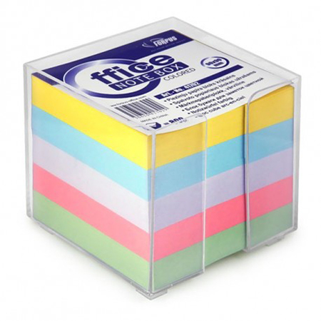 Piezīmju papīra kubs 90x90 krāsains (kastītē)
