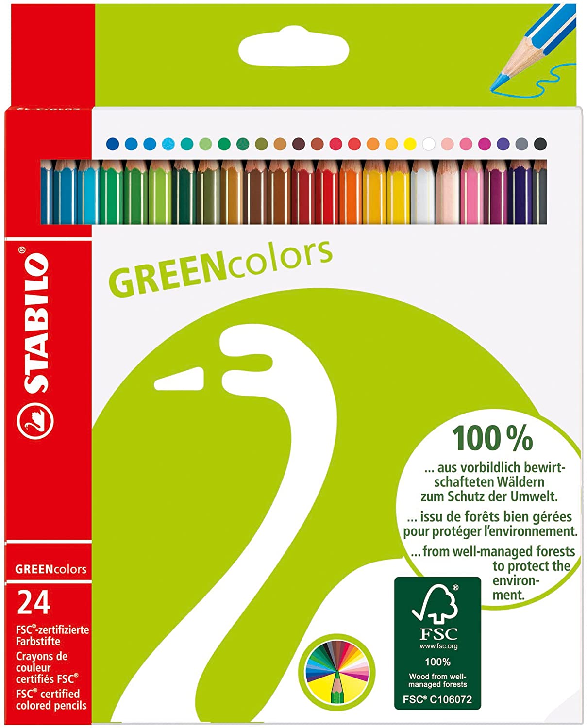Krāsainie zīmuļi STABILO Greencolors 24 krāsu