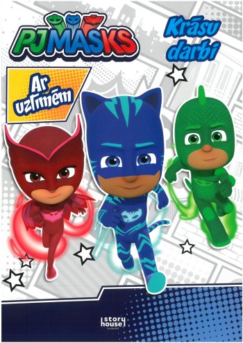 Pjmasks. Krāsu darbi. Ar uzlīmēm