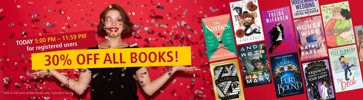 TODAY 5:00 PM – 11:59 PM for registered users, 30% OFF ALL BOOKS!