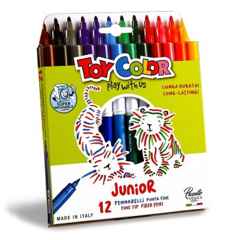 Flomasteri ToyColor 12 krāsu superwashable Junior