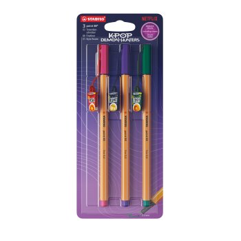 Pildspalvu komplekts STABILO POINT |0.4 mm| KPop Demon Hunters 3gab blister