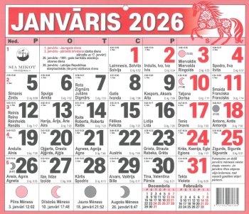 Kalendārs 2026 A3 Lielo ciparu