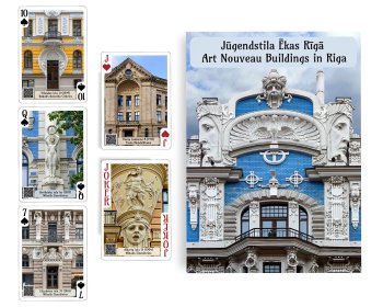 Spēļu kārtis Jūgendstila ēkas Rīgā