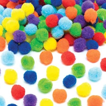 Krāsainas mīkstās bumbiņas pomponi pašlīmējošās| iepakojumā 200 gab.