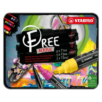 Marķierieru komplekts STABILO FREE Acrylic Starter Kit