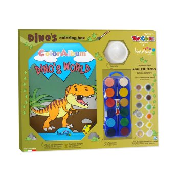 Dinos coloring Box+akvareļkrāsas+tempera krāsa+krāsošanas albums+otu skalošanas trauks+otiņa