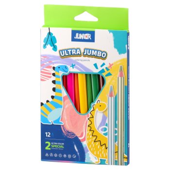 Zīmuļi 12 krāsas, trijstūra formas, ULTRA JUMBO, Junior