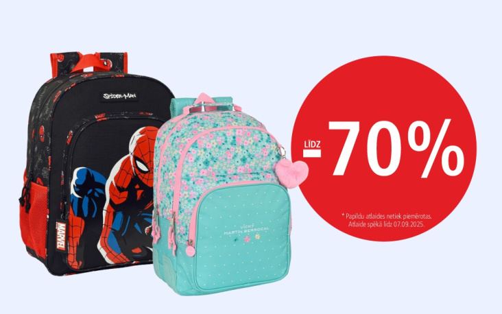 Līdz 7. septembrim – atlaides līdz 70% mugursomām GLOBUSS grāmatnīcās un e-veikalā!