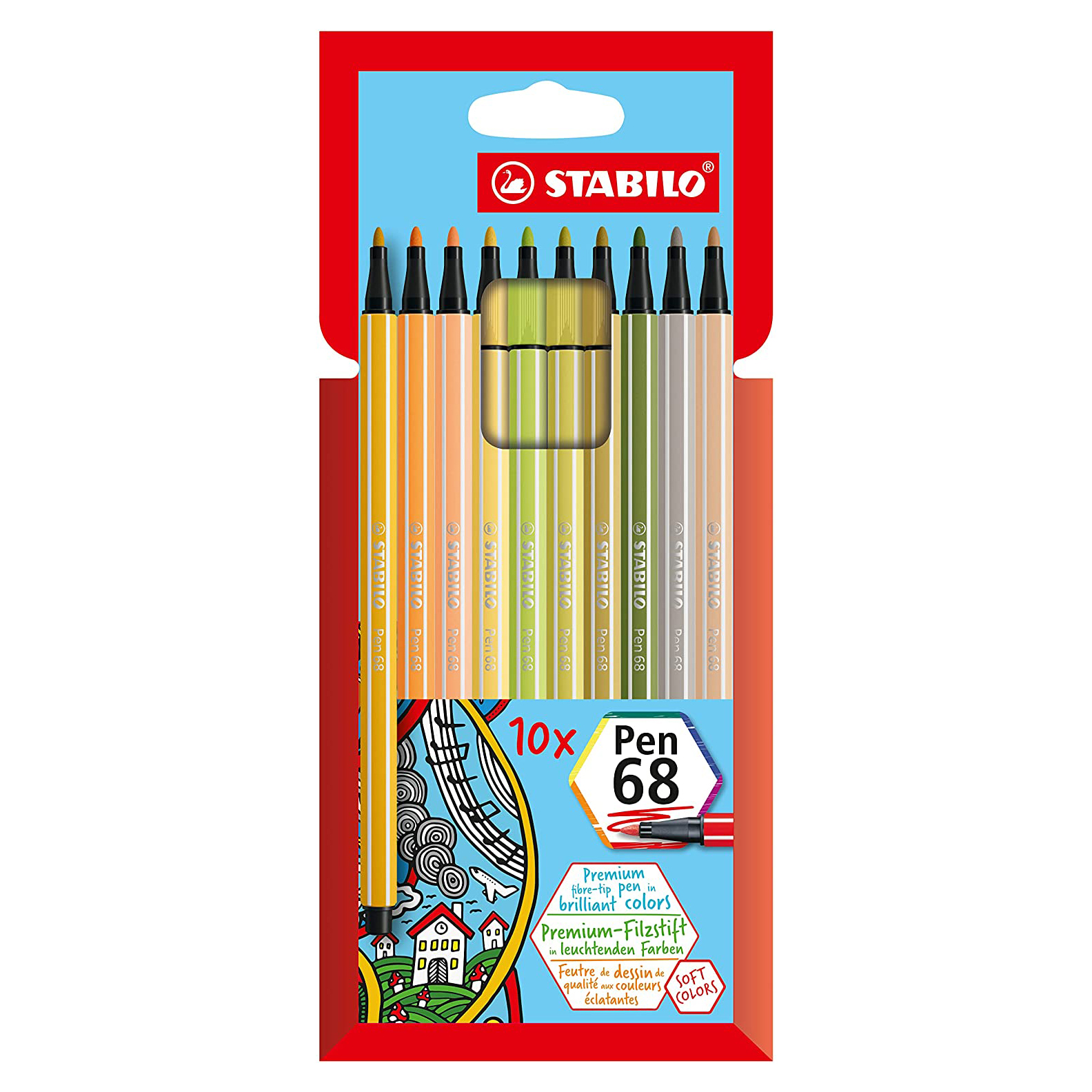 Pildspalvu komplekts STABILO Pen 68 | 10krāsas