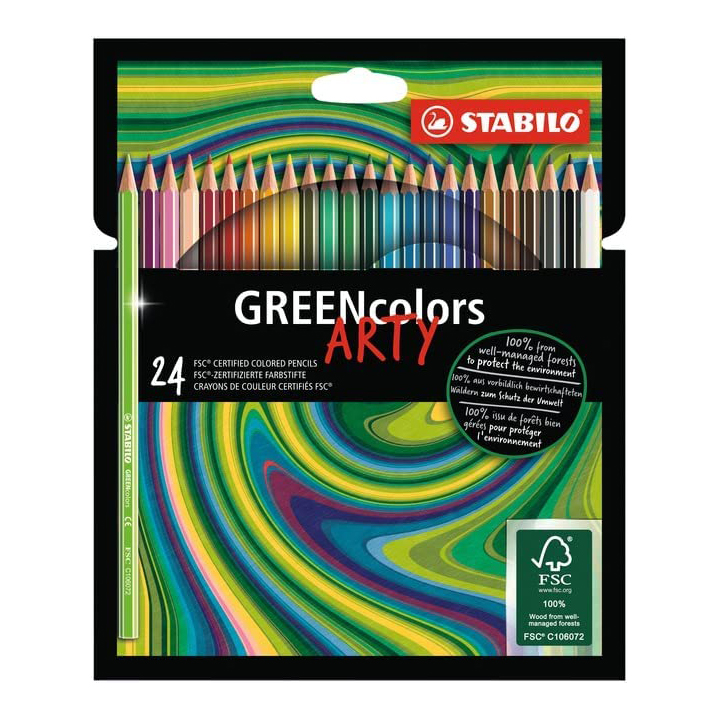 Krāsainie zīmuļi STABILO Greencolors ARTY 24 krāsu