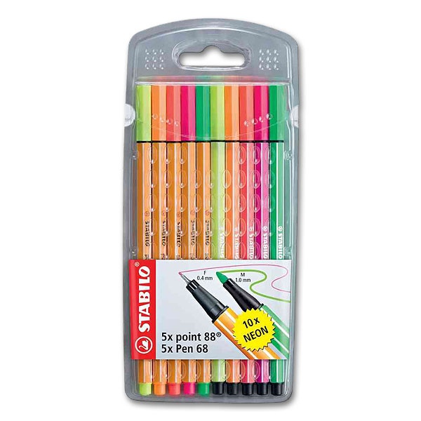 Pildspalvu un flomasteru komplekts NEON COLORS | 10 krāsas