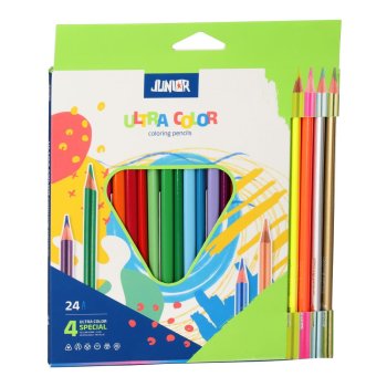 Zīmuļi 20+4 krāsas, trijstūra formas, ULTRA COLOR, Junior