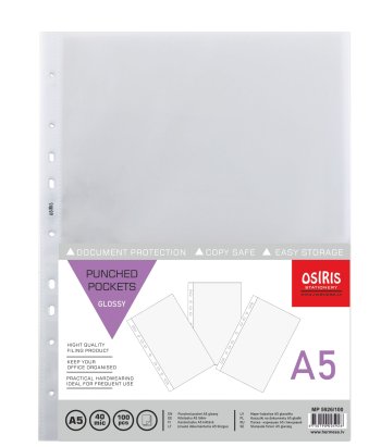 Mape kabatiņa A5, glancēta, 40 mkr, 100 gab., Osiris