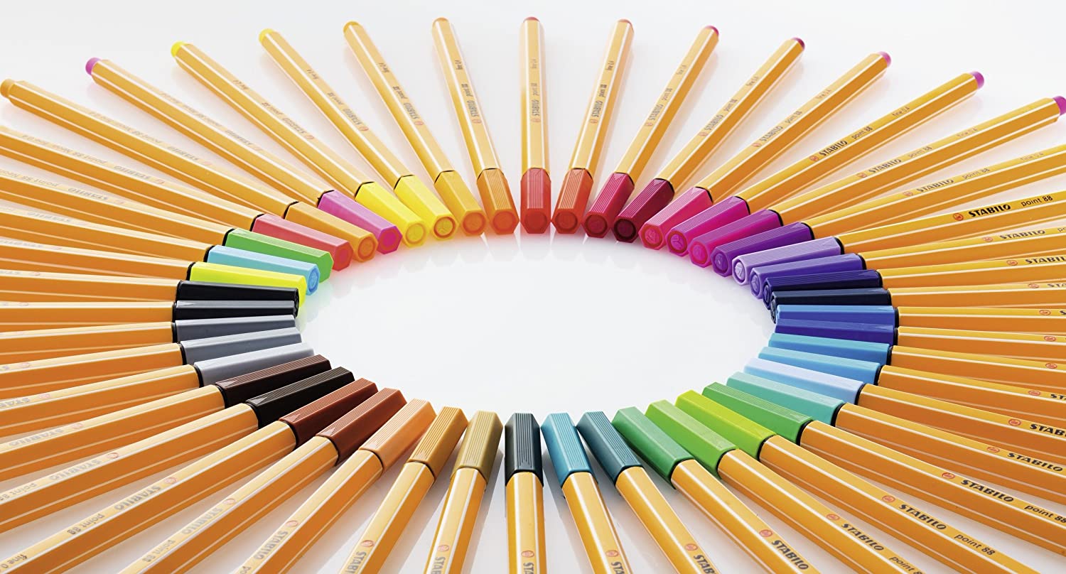 Tintes pildspalvu komplekts STABILO POINT88 ar penāli |25 krāsas