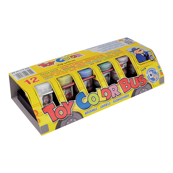 Guašu krāsas ToyColor |25 mm| 12 krāsas + ota