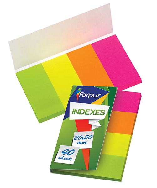 Indeksis papīra 20x50mm, 4x40 lpp, 4 krāsas