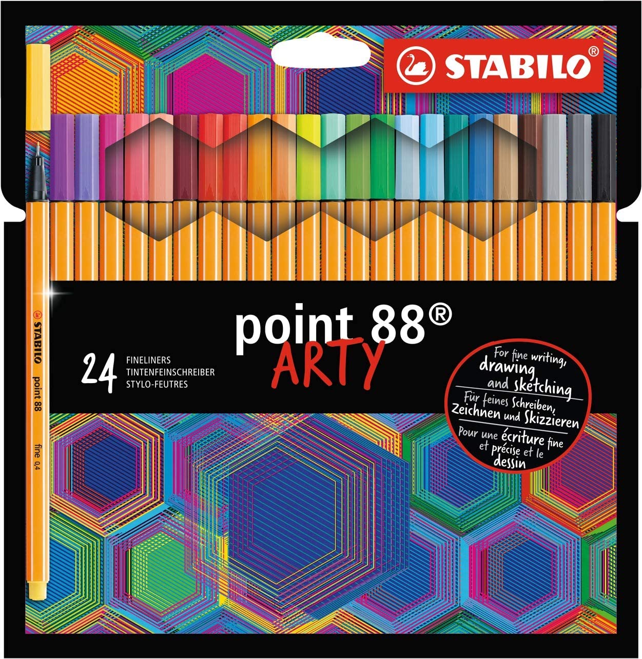 Tintes pildspalvu komplekts STABILO Point 88 ARTY|24 krāsas
