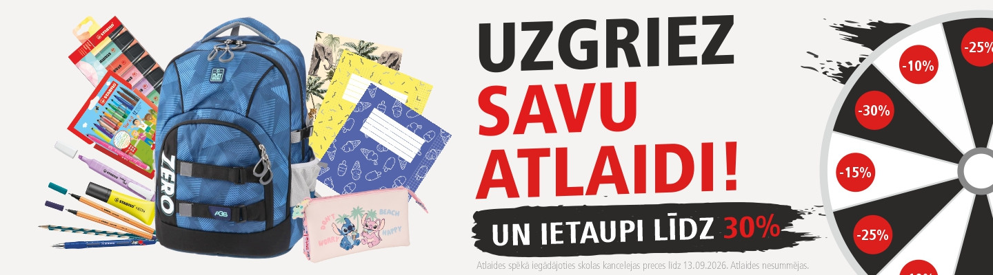 Jaunais mācību gads tuvojas! Uzzini, kā GLOBUSS grāmatnīcās un eglobuss.lv vari saņemt līdz pat 30% atlaidi skolas precēm.