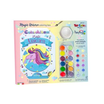 Magic Unicorn coloring Box+akvareļkrāsas+tempera krāsa+krāsošanas albums+otu skalošanas trauks+otiņa