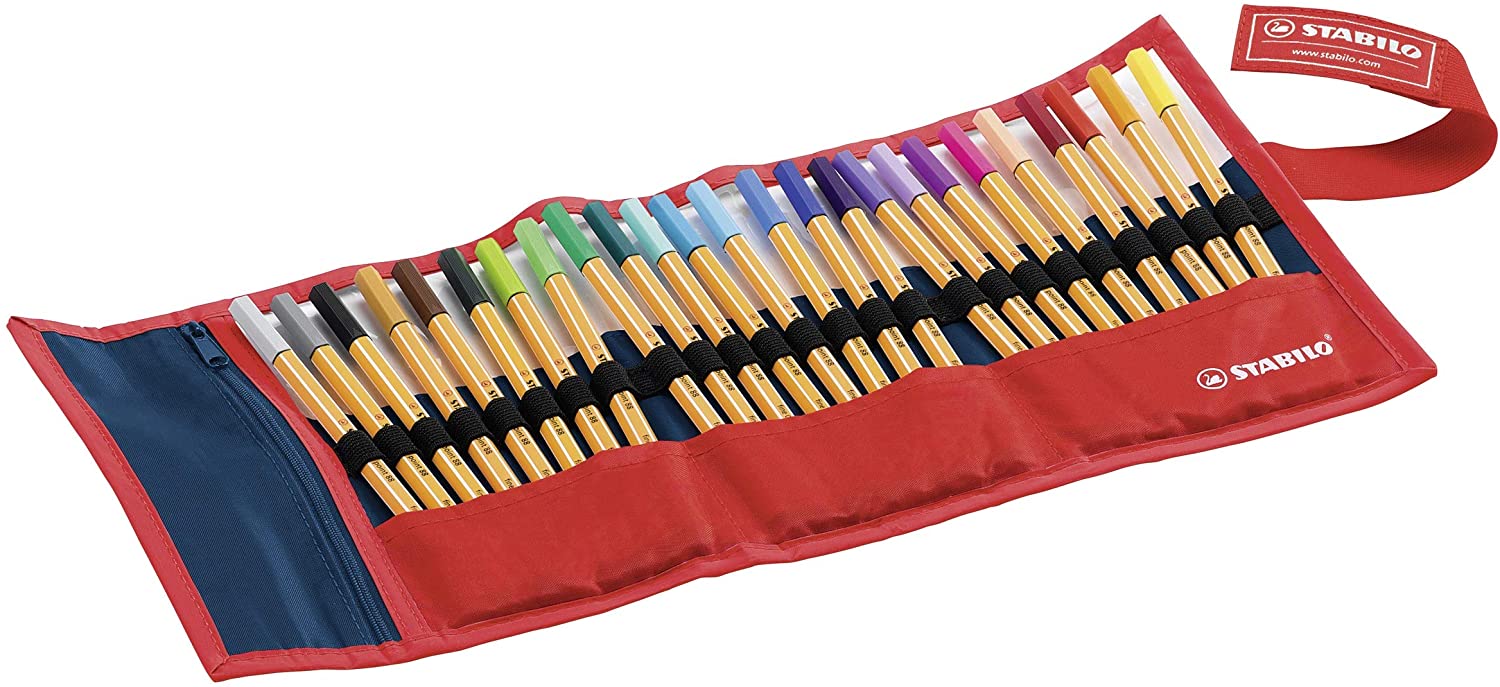 Tintes pildspalvu komplekts STABILO Point88 25 krāsas ar penāli
