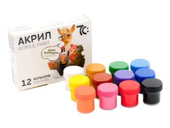 Akrila matētas krāsas, 12 krāsas,10ml