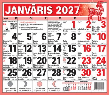 Galda kalendārs 2027 Lielo ciparu kalendārs