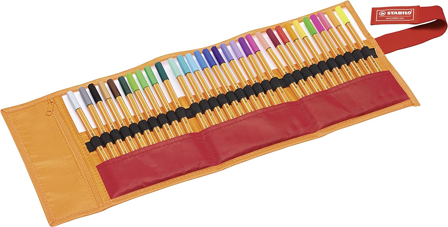 Pildspalvu komplekts ar penāli STABILO POINT|0.4 mm| 30 krāsas