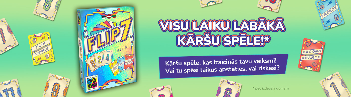 Jaunā galda spēle ''Flip 7'' jau pieejama GLOBUSS grāmatnīcās un www.eglobuss.lv