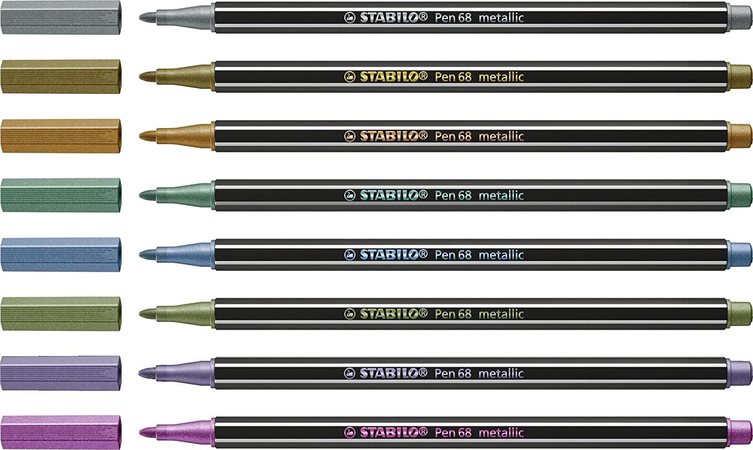 Flomasters STABILO Pen 68 metallic 8 krāsas|1mm|