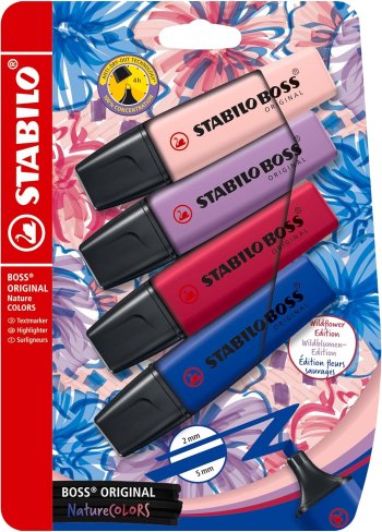 Krāsaino marķieru komplekts STABILO BOSS ORIGINAL NatureCOLORS Wildflower, iepakojumā 4 gab.