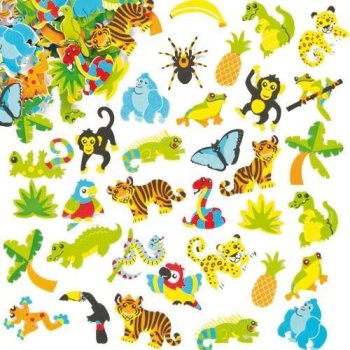 Pašlīmējošas uzlīmes - Džungļu dzīvniek | iepakojumā 100 gab