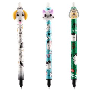 Pildspalva izdzēšama,Mistic 0,5mm zila,Happy animals