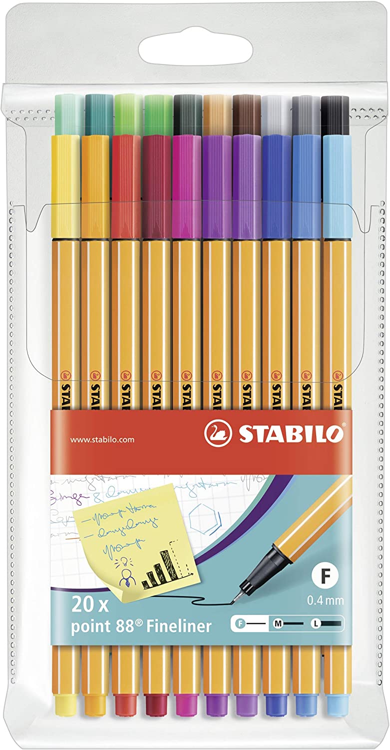 Tintes pildspalvu komplekts STABILO Point 88 |20 krāsas