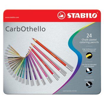 Krīta-pasteļ zīmuļi STABILO CarbOthello | 24 krāsas metāla kastītē