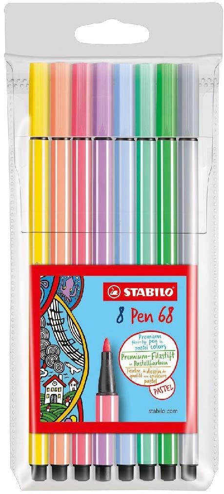 Flomasteru komplekts STABILO Pen 68 pasteļkrāsas|0.4 mm| 8 krāsas