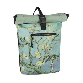 Mugursoma - NEW REBELS, Almond Blossoms, Rolltop Backpack, New York.,16L